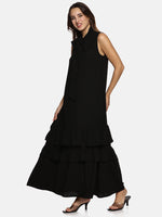 Black Tiered Sleeveless Dress-17429