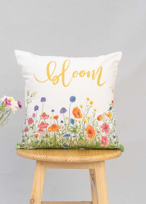 Bloom 100% cotton Decorative floral cushion cover for sofa - Multicolor-230454115