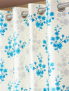 Home Sizzler 2 Pieces Bloom Burst Eyelet Polyester Door Opaque Curtains - 7 Feet, Aqua-HS2PC001719DR