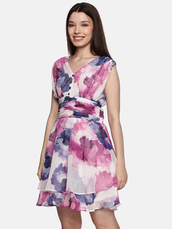 Floral Multicolor Tiered Dress-17404