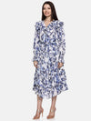 Floral  Blue Wrap Dress-17400