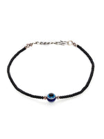 Black Beads Silver Plated Traditional Evil Eye Anklets