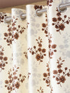 Home Sizzler 2 Pieces Bloom Burst Eyelet Polyester Window Opaque Curtains - 5 Feet, Brown-HS2PC001712WD