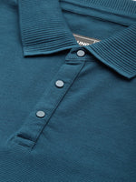 Dillinger Blue Solid Regular Snap Polo T-shirt