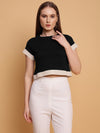 Black Crop Top with Lace Detailing-SICT0010924