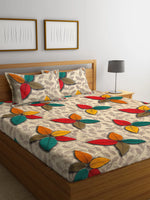 Home Sizzler 144TC Microfibre Multicolor Double Bedsheet With 2 King Size Pillow Covers-HSDBS004029