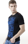 Huetrap Black Mens Short Sleeve Graphic Printed Tshirt-HT17MKGRABLK00550