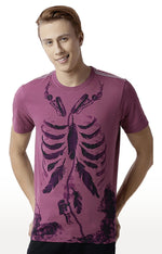 Huetrap Maroon Mens Short Sleeve Graphic Printed Tshirt-HT17MKGRAPLU00307