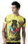 Huetrap Yellow Mens Short Sleeve Graphic Printed Tshirt-HT17MKGRAYLW00280