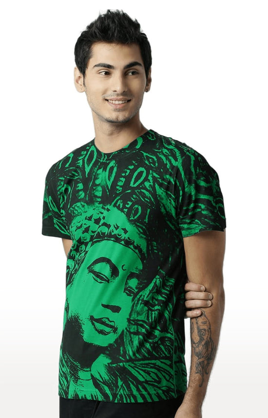 Huetrap Green Mens Short Sleeve Graphic Printed Tshirt-HT15MKGRAGRE00152