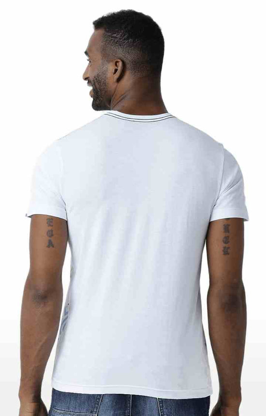 Huetrap White Mens Short Sleeve Graphic Printed Tshirt-HT16MKGRAWHT00423