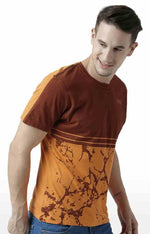 Huetrap Orange Mens Short Sleeve Graphic Printed Tshirt-HT17MKGRABZO01045