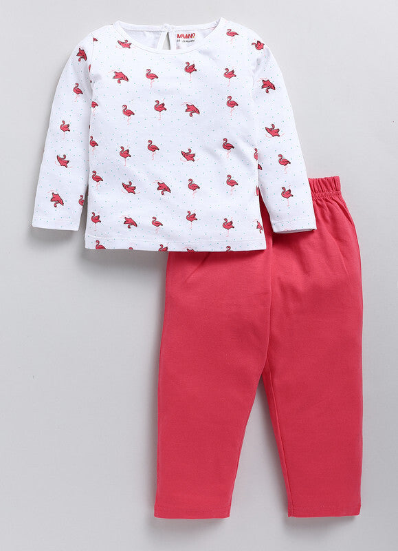 Mimino Baby Girls Casual Top Pyjama (Pink)