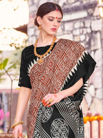 Saree Mall Women's Bhagalpuri  Brown Printed Designer Saree With Blouse Piece-30WOM30904