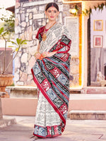 Saree Mall Women's Bhagalpuri  Off White Printed Designer Saree With Blouse Piece-30WOM30905