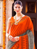 Saree Mall Women's Bhagalpuri  Orange Printed Designer Saree With Blouse Piece-30WOM30906