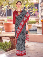 Saree Mall Women's Bhagalpuri  Black Printed Designer Saree With Blouse Piece-30WOM30907