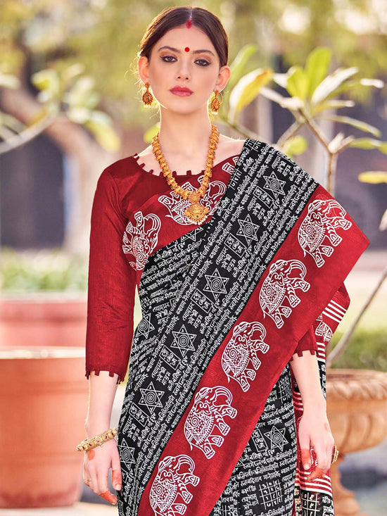 Saree Mall Women's Bhagalpuri  Black Printed Designer Saree With Blouse Piece-30WOM30907