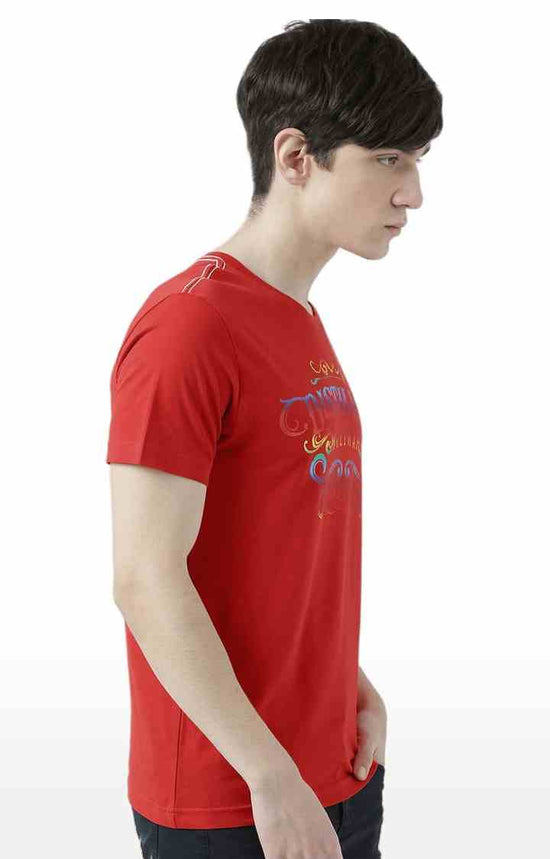 Huetrap Red Mens Short Sleeve Graphic Printed Tshirt-HT17MKGRARED01114