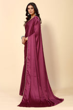 Avanshee Women's Latest Solid Satin Saree With Unstiched Blouse-AVN-1694-PURPLE