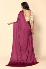 Avanshee Women's Latest Solid Satin Saree With Unstiched Blouse-AVN-1694-PURPLE