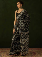 Saree Mall Women's Bhagalpuri  Black Printed Designer Saree With Blouse Piece-31WOM31910