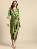 Shirt Dress With Front Drape-Tc0521Jml-S