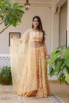 Women Chanderi Printed Lehenga Choli-LC Light Yellow