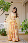 Women Chanderi Printed Lehenga Choli-LC Light Yellow