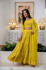 Women Chanderi Printed Lehenga Choli-LC Yellow Sui