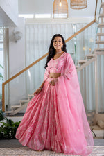 Women Chanderi Printed Lehenga Choli-LC Pink Boota