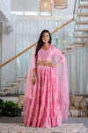 Women Chanderi Printed Lehenga Choli-LC Pink Boota