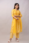 Women Chanderi Three Piece Suit Set-ETPS Yellow Boota