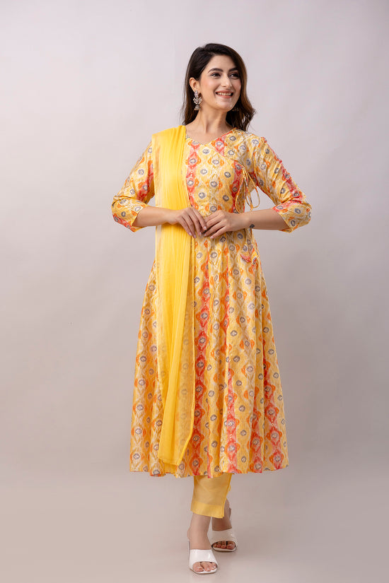 Women Chanderi Three Piece Suit Set-ETPS Yellow Ethnic