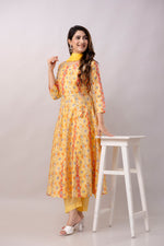 Women Chanderi Three Piece Suit Set-ETPS Yellow Ethnic