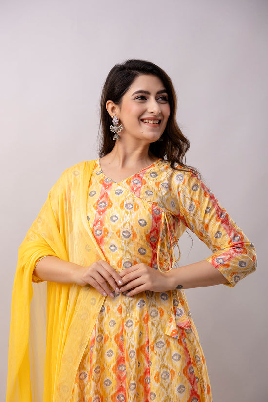 Women Chanderi Three Piece Suit Set-ETPS Yellow Ethnic