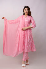 Women Chanderi Three Piece Suit Set-ETPS Baby Pink