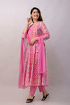 Women Chanderi Three Piece Suit Set-ETPS Pink