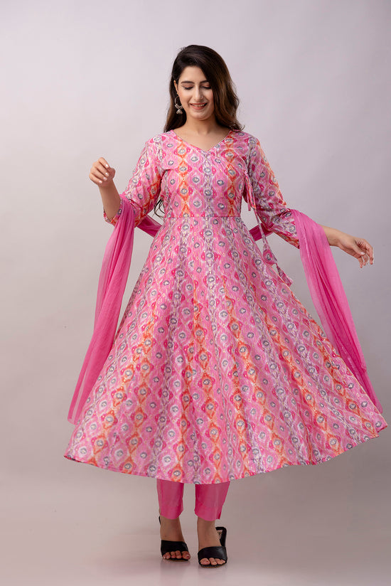 Women Chanderi Three Piece Suit Set-ETPS Pink