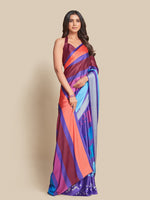 Avanshee Women's Latest Bollywood Striped Satin Saree With Unstiched Blouse-AVN-8082-BLUE