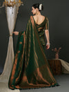 Saree Mall Women's  Blend Green Woven Design Designer Saree With Blouse Piece-33ALEKHA3303