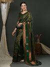 Saree Mall Women's  Blend Green Woven Design Designer Saree With Blouse Piece-33ALEKHA3303