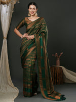 Saree Mall Women's  Blend Green Woven Design Designer Saree With Blouse Piece-33ALEKHA3303