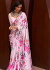 Avanshee Women's Latest Bollywood Floral Printed Satin Saree With Unstiched Blouse-AVN-8090-PINK-1