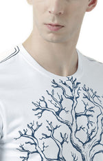 Huetrap White Mens Short Sleeve Graphic Printed Tshirt-HT17MKGRAWHT00645