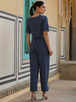 Juniper Women Indigo Cotton Flex Striped Printed Clothing Set.