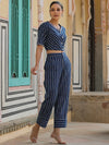 Juniper Women Indigo Cotton Flex Striped Printed Clothing Set.