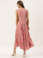 Box pleat dress with side pockets in Peach