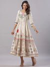 Juniper Women Yellow Shantoon Printed Anarkali Maxi Dress.