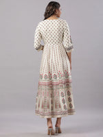 Juniper Women Yellow Shantoon Printed Anarkali Maxi Dress.